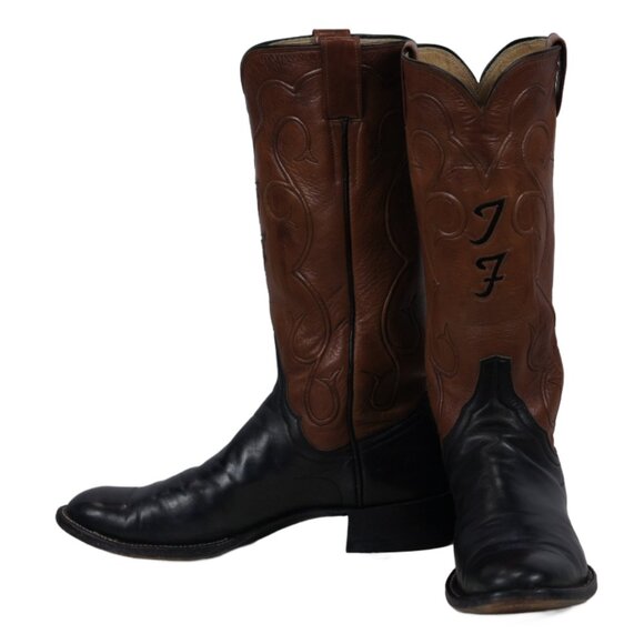 James Leddy Vintage Cowboy Boots Custom Handmade Monogram Inlay Womens 6.5 or 7 - Picture 1 of 13